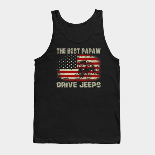 The Best Papaw Drive Jeeps American Flag Jeep Tank Top by Jane Sky